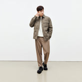 Men's Coffee Quilted Shirt Puffer Jacket